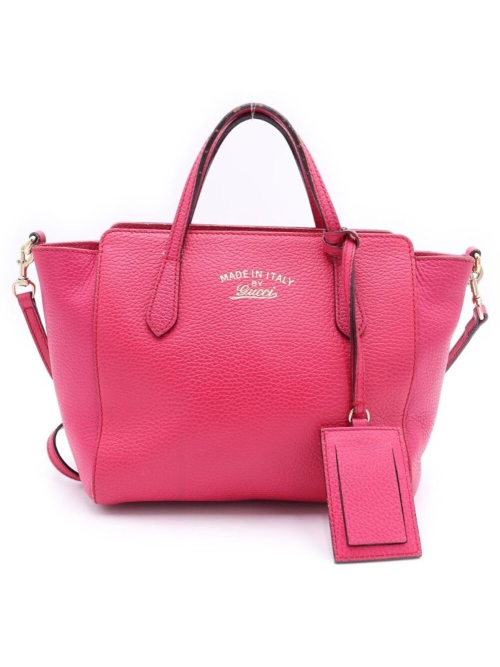 Gucci 2-Way Shoulder Bag Pink Leather Gold